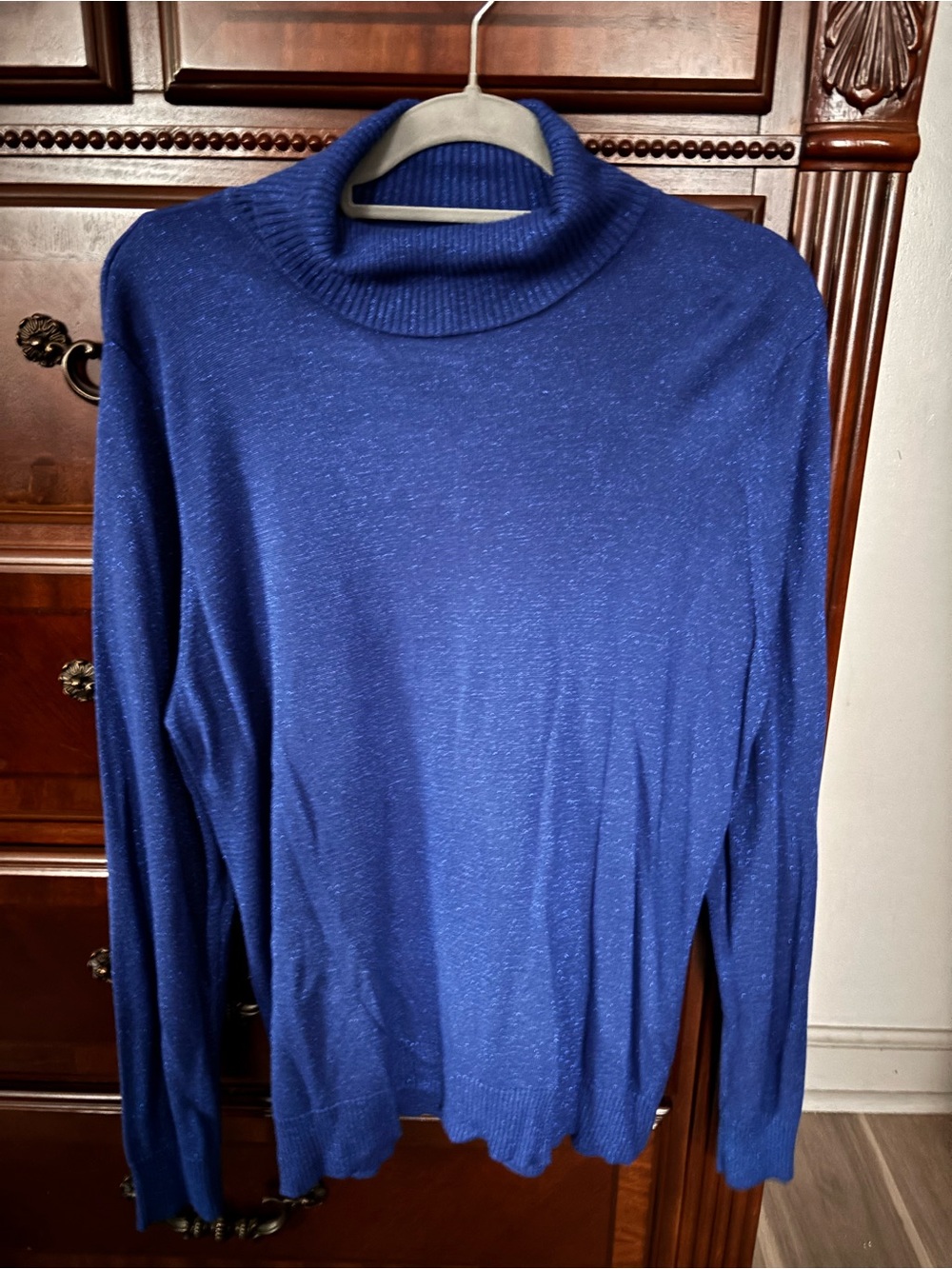 Joseph A Women's Royal Blue sparkle Cowl Neck Turtleneck Sweater